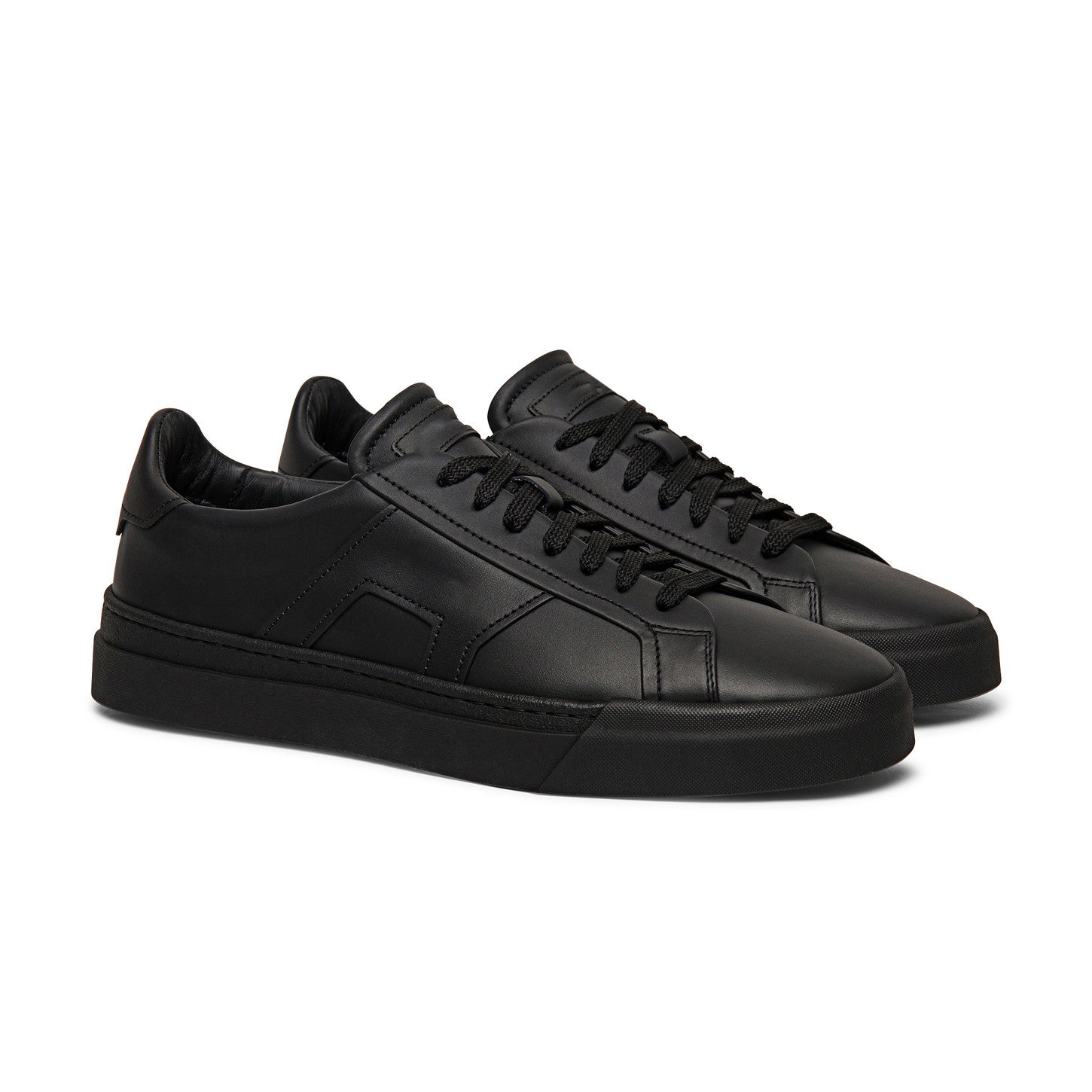 Matte Black Leather Amelie Lace Up Sneakers