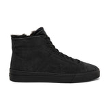 Black Suede Wolfton Lace Up Fleece Lined High Top Sneakers