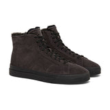 Brown Suede Wolfton Lace Fleece Lined Up High Top Sneakers 
