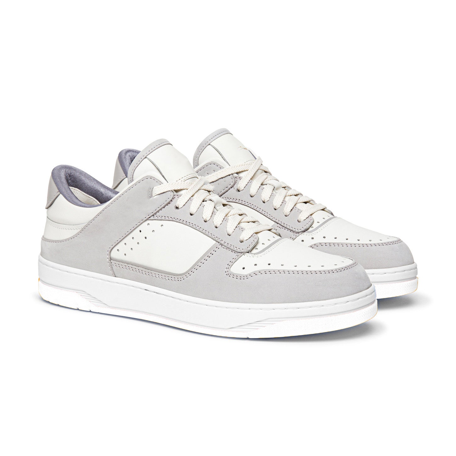Grey and White Leather Hayden Lace Up Sneakers