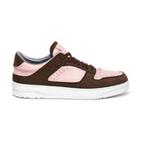 Pink Leather and Brown Suede Hayden Lace Up Sneakers