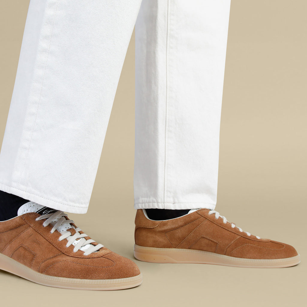 Tan Suede Leather Isola With Rubber Sole Sneakers