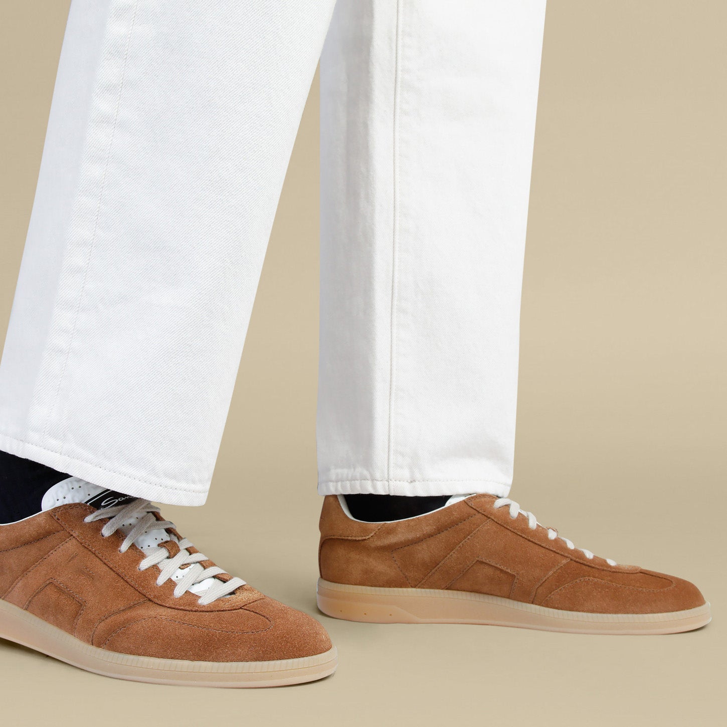 Tan Suede Leather Isola With Rubber Sole Sneakers