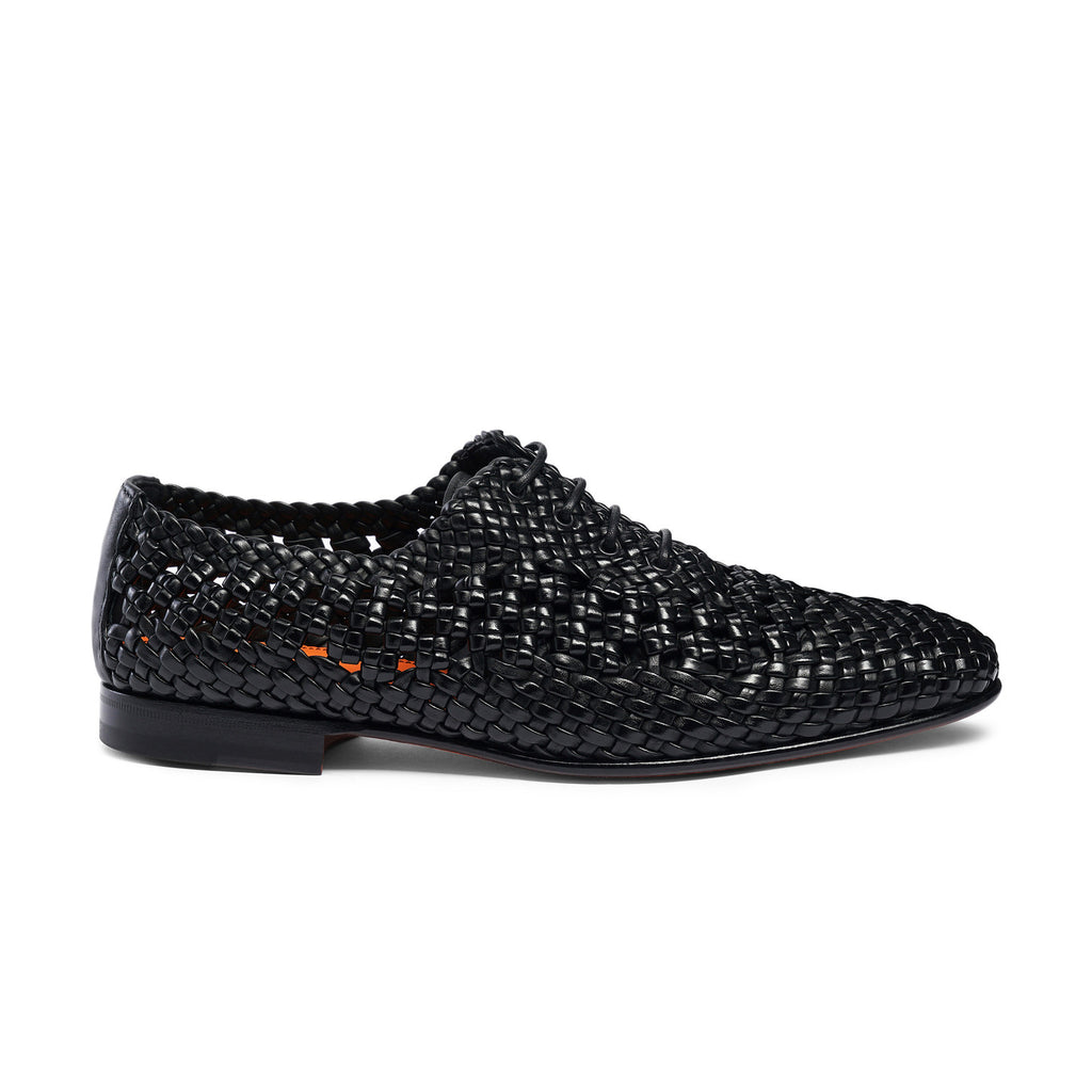 Black Incanto Braided Net Leather Shoe