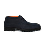 Navy Blue Nubuck Leather Shumen Chukka Chunky Boots with Track Sole
