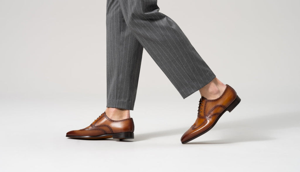 Tan Leather Simeon Lace Up Bogue Wingtip Oxfords