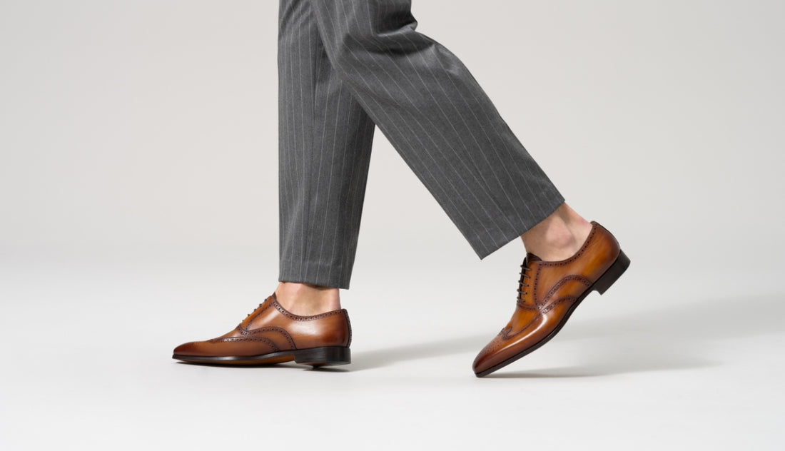 Tan Leather Simeon Lace Up Bogue Wingtip Oxfords