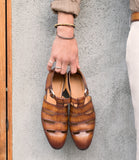 Tan Leather Xenia Slip On Buckle Sandal Loafers