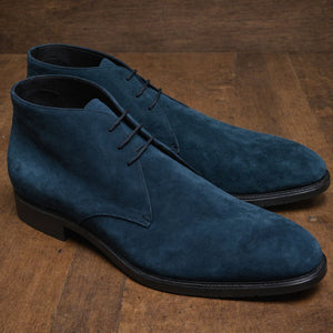 Dark Blue Suede Leather Gabrovo Chukka Lace Up Boots