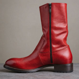 Red Leather Olindo Slip-On Zipper Boot