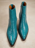 Blue Croc/Python/Snake Animal Print Leather Alessia Slip On Zipper Pointed Boots for Men