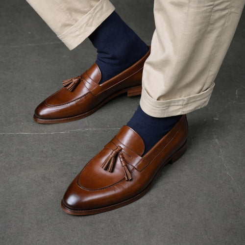 Brown Leather Belize Chunky Tassel Loafers - With Track Soles - AW24