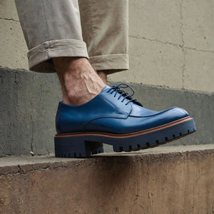 Blue Leather Eros Chunky Derby Shoes - AW24