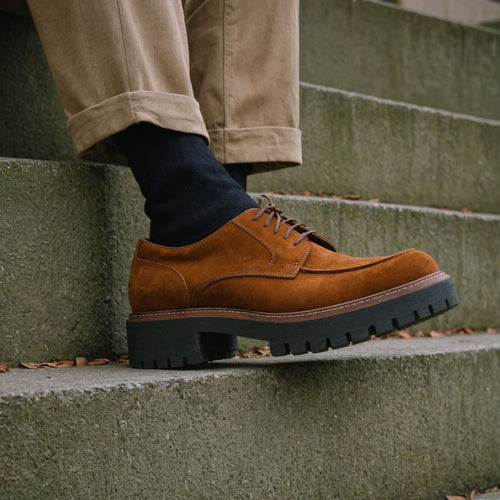 Tan Suede Leather Eros Chunky Derby Shoes - AW24