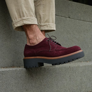 Burgundy Suede Leather Eros Chunky Derby Shoes - AW24