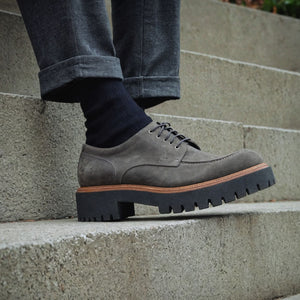 Grey Suede Leather Eros Chunky Derby Shoes - AW24