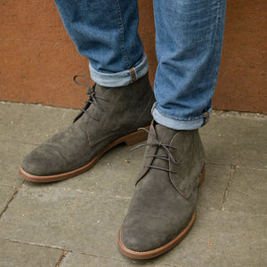 Grey Suede Sahara Step Chukka Desert Boots with Leather Sole - Summer 2024 Collection