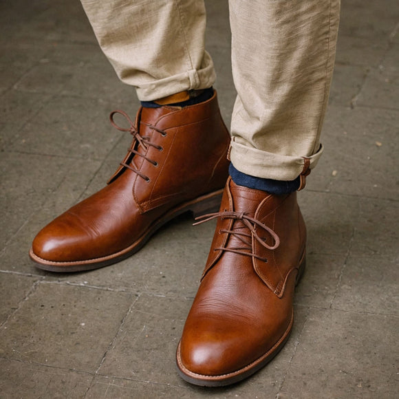 Brown Leather Sahara Step Chukka Desert Boots with Leather Sole - Summer 2024 Collection