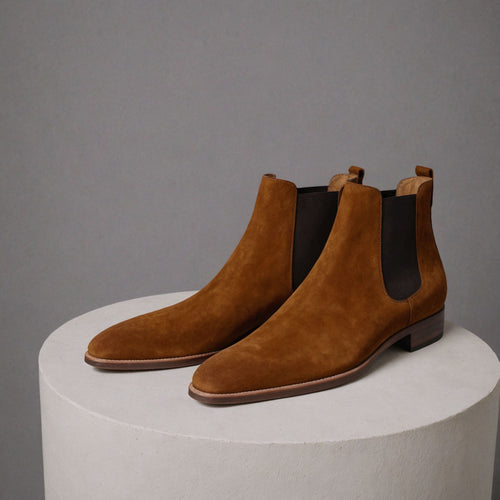 Brown Suede Leather Lucca Slip On Chelsea Boots - AW24