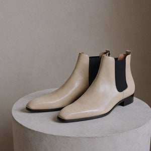 Cream Leather Lucca Slip On Chelsea Boots - AW24