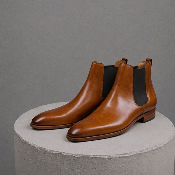 Tan Leather Lucca Slip On Chelsea Boots - AW24