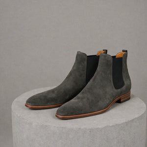 Grey Leather Lucca Slip On Chelsea Boots - AW24