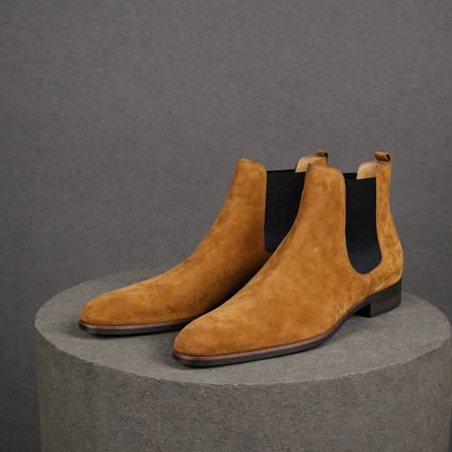 Tan Suede Leather Lucca Slip On Chelsea Boots - AW24