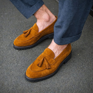 Tan Suede Belize Chunky Tassel Loafers - With Track Soles - AW24