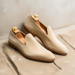 Cream Suede Leather Boreas Minimalist Loafers