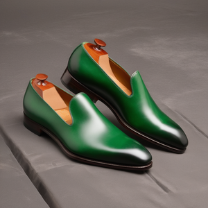 Green Leather Boreas Minimalist Loafers