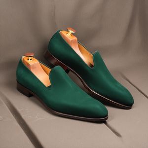 Dark Green Suede Leather Boreas Minimalist Loafers