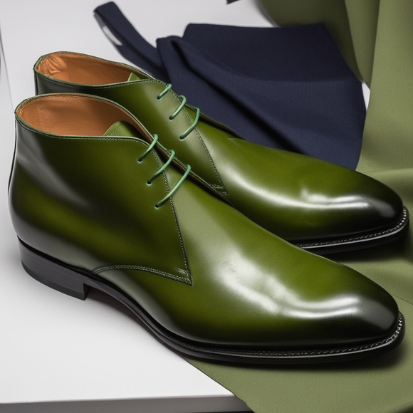 Green Leather Gabrovo Chukka Lace Up Boots