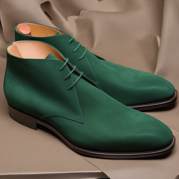 Green Suede Leather Gabrovo Chukka Lace Up Boots