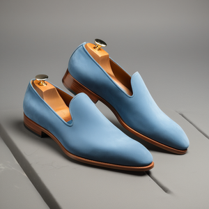 Blue Suede Leather Boreas Minimalist Loafers