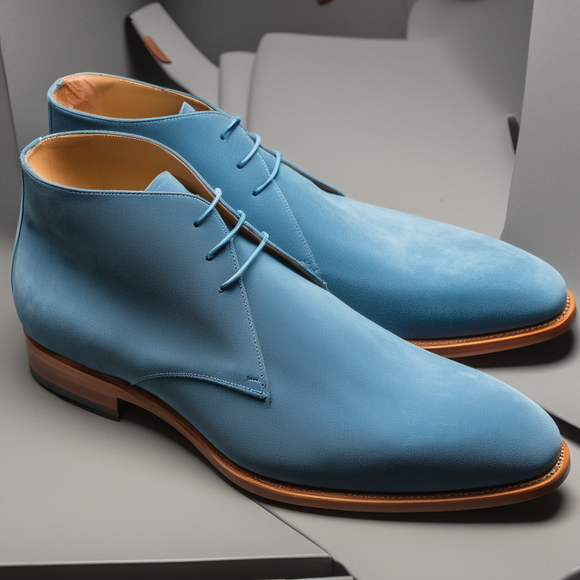 Blue Suede Leather Gabrovo Chukka Lace Up Boots