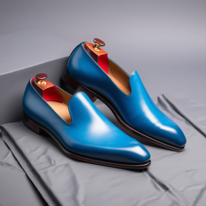 Blue Leather Boreas Minimalist Loafers