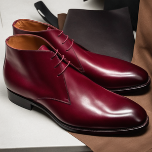 Burgundy Leather Gabrovo Chukka Lace Up Boots