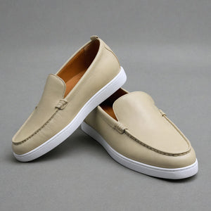 Cream Leather Magnus Slip On Sneakers