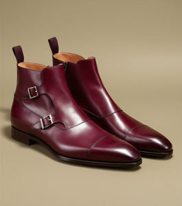 Burgundy Leather Bordeaux Monk Strap Boots