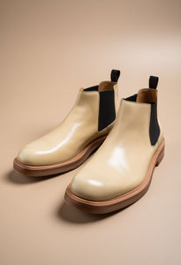 Cream Leather Grayson Chelsea Boot