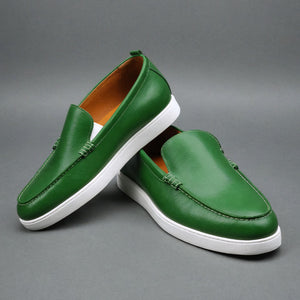 Green Leather Magnus Slip On Sneakers