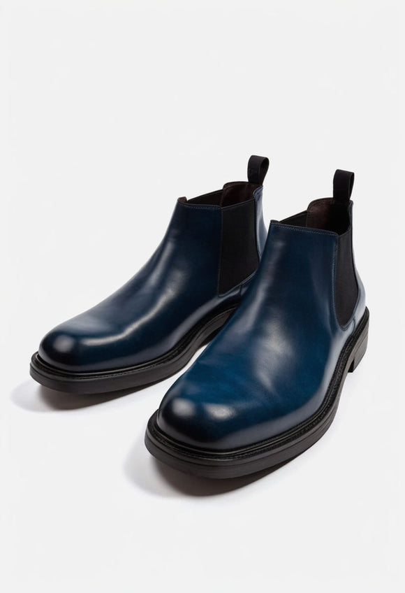 Blue Leather Grayson Chelsea Boot