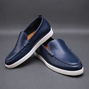 Dark Blu Leather Magnus Slip On Sneakers