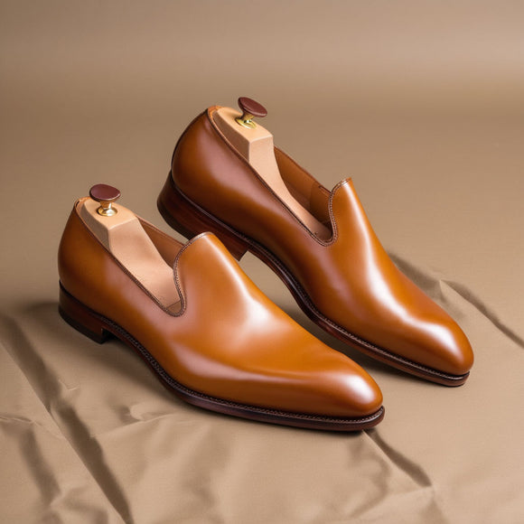 Tan Leather Boreas Minimalist Loafers