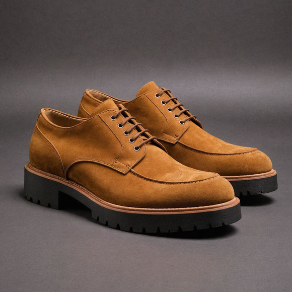 Tan Suede Leather Orion Chunky Derby Shoes - SS23