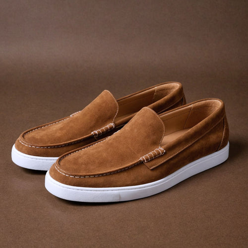 Brown Suede Leather Anthea Slip On Sneakers