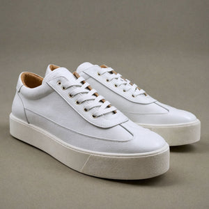 White Leather Dionigi With Thick White Sole Sneakers