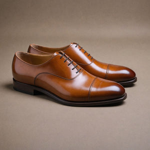 Tan Leather Woodford Balmoral Toe Cap Oxfords - Formal Shoes