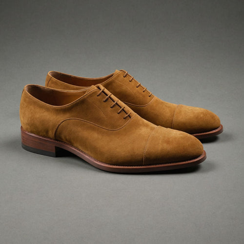 Tan Suede Leather Woodford Balmoral Toe Cap Oxfords - Formal Shoes