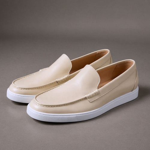 Cream Leather Anthea Slip On Sneakers